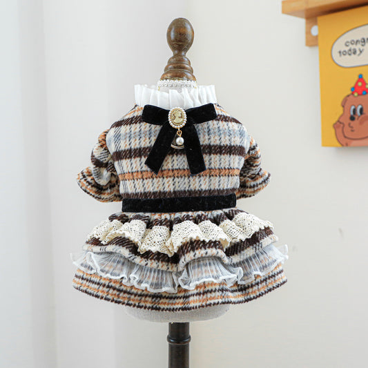 Heritage Tweed Ruffle Dress – Velvet Cameo Charm