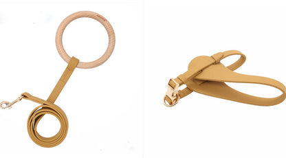 Super-Fiber Pet Leash & Harness Set with Beechwood Handle
