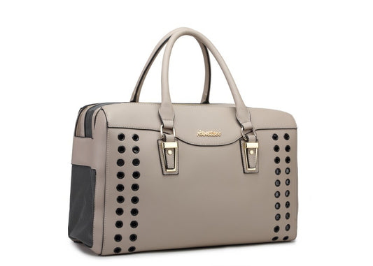 Studded Taupe Luxe Pet Carrier