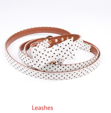 Chic Polka Dot Scarf or Bow Collar & Leash Set – Stylish Everyday Look