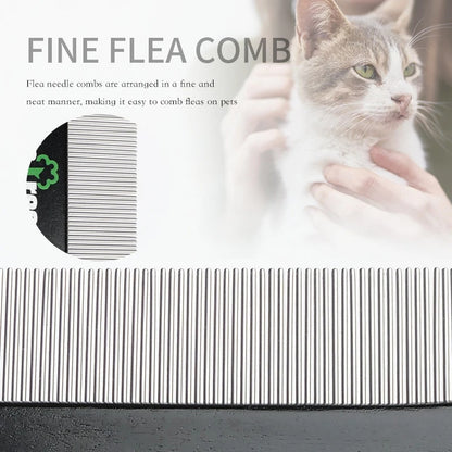 Double-Sided Stainless Steel Pet Comb – Deshedding & Flea Removal for Dogs & Cats