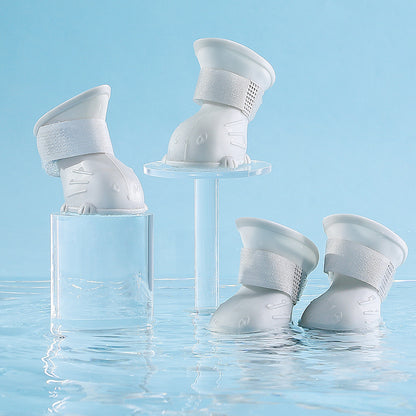 Waterproof Silicone Dog Rain Boots – 4pcs Non-Slip Pet Shoes, Soft & Flexible (Fast Shipping)
