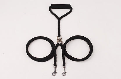 Braided Dual Dog Leash – Thick Round Rope with Comfort Grip