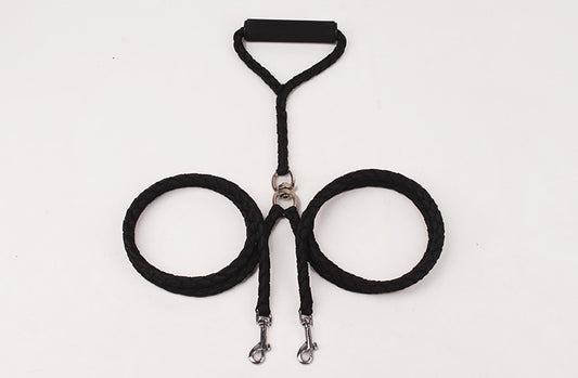 Braided Dual Dog Leash – Thick Round Rope with Comfort Grip