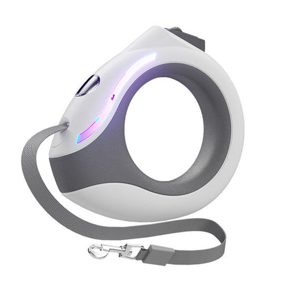 Luminous Ring Retractable Dog Leash – 3M Light-Up Grip Design