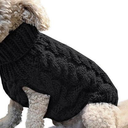 Chunky Cable Knit Pet Sweater – Classic Winter Warmth in Rich Colors