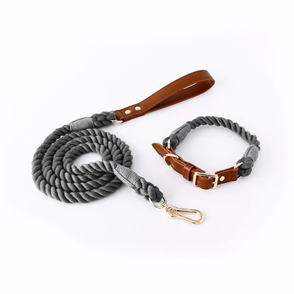 Woven Leather & Cotton Rope Leash Set – Bold Style Meets Everyday Strength