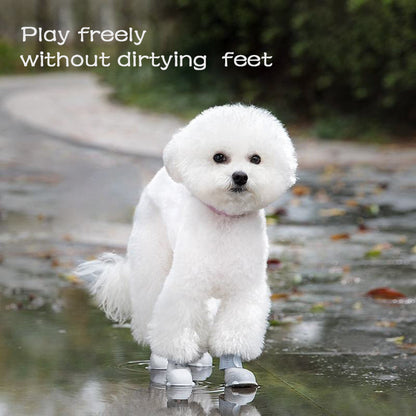 Waterproof Silicone Dog Rain Boots – 4pcs Non-Slip Pet Shoes, Soft & Flexible (Fast Shipping)