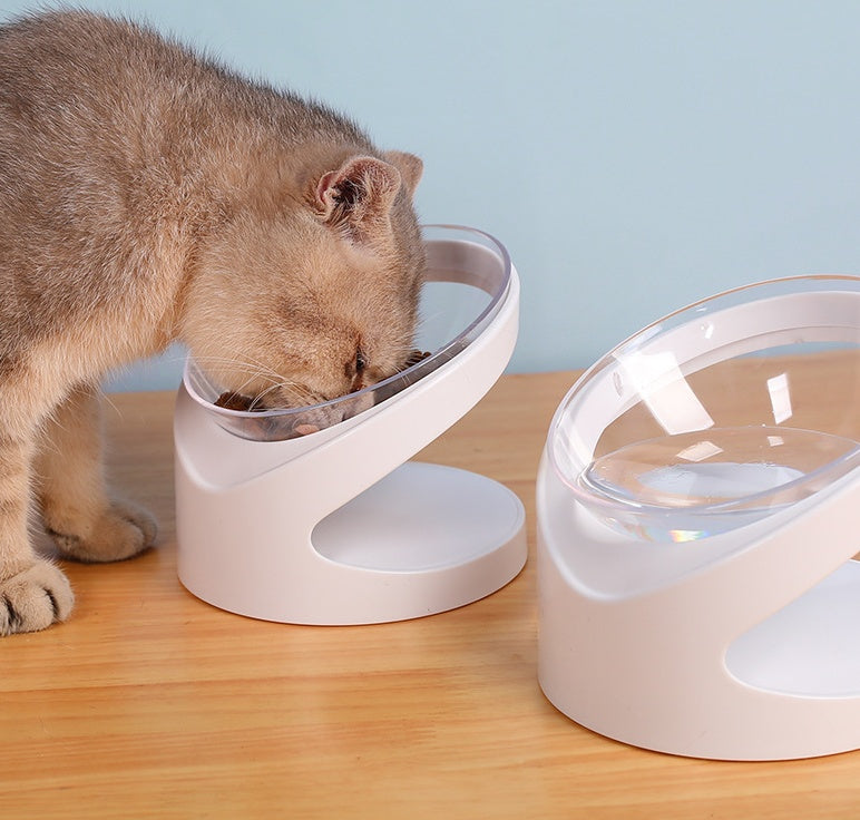 ErgoLift™ Elevated Cat Bowl – Transparent Tilted Design