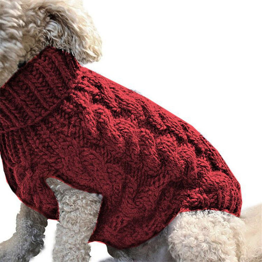 Chunky Cable Knit Pet Sweater – Classic Winter Warmth in Rich Colors