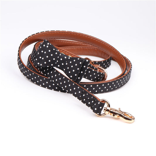 Chic Polka Dot Scarf or Bow Collar & Leash Set – Stylish Everyday Look