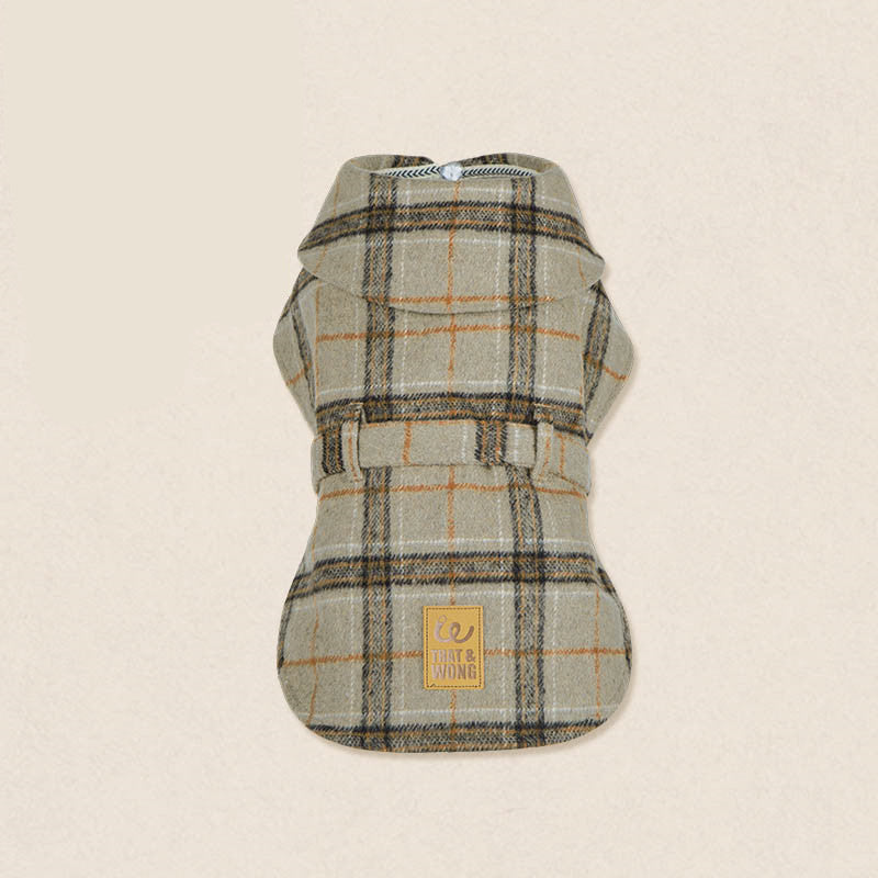Tailored Windbreaker Coat – Beige Plaid with Quilted Lining