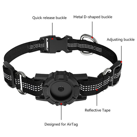 Reflective Anti-Lost Pet Collar – Sleek, Secure & AirTag-Ready