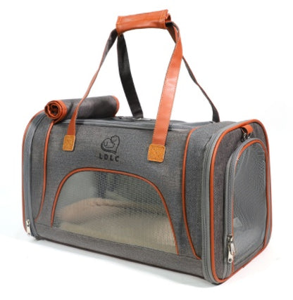 Linen Pet Carrier – Structured Multi-Tone with Vegan Leather Accents