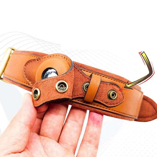 Smart Leather Dog Collar – GPS-Ready for Apple AirTag