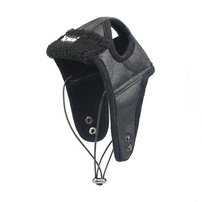 Aviator Faux Leather Winter Hat – Adjustable Fur-Lined Cap