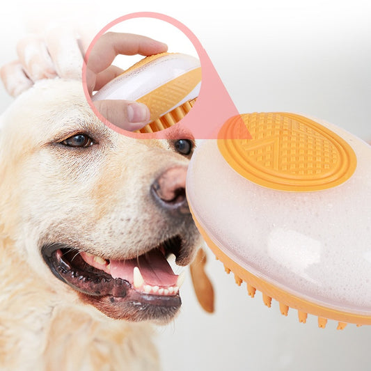 Silicone SPA Grooming Brush with Built-in Shampoo Chamber