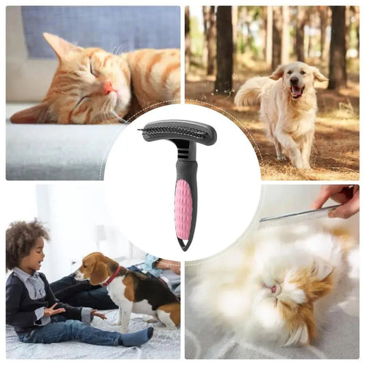 Ergonomic Two-Tone De-Shedding Pet Comb – Comfortable & Rust-Resistant