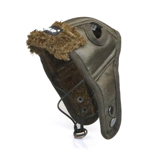 Aviator Faux Leather Winter Hat – Adjustable Fur-Lined Cap