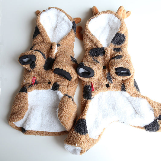 Plush Pup Costume – Cozy Cocoa with Black Spots