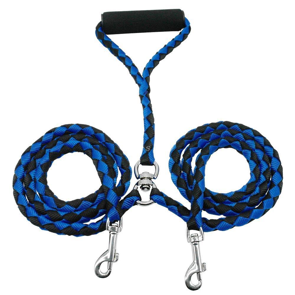 Braided Dual Dog Leash – Thick Round Rope with Comfort Grip