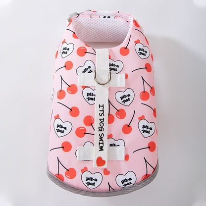 Chic Buoyancy Life Vest – Fruit Print Safety Swimwear for Dogs