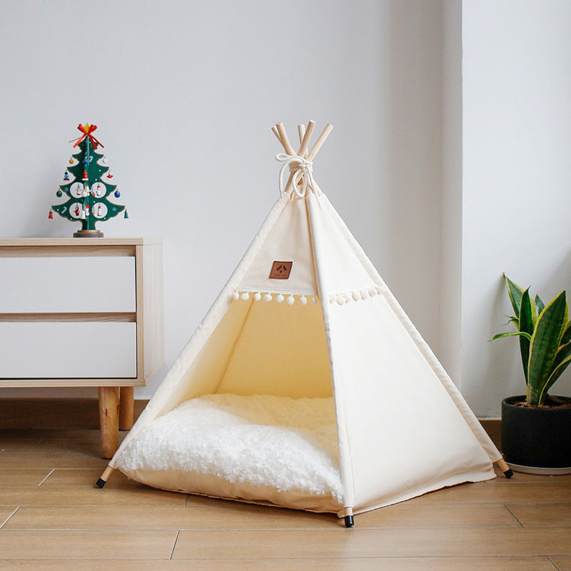 Upgraded BambuTent™ Pet Teepee – 4-Season Comfort with Luxurious Pillow