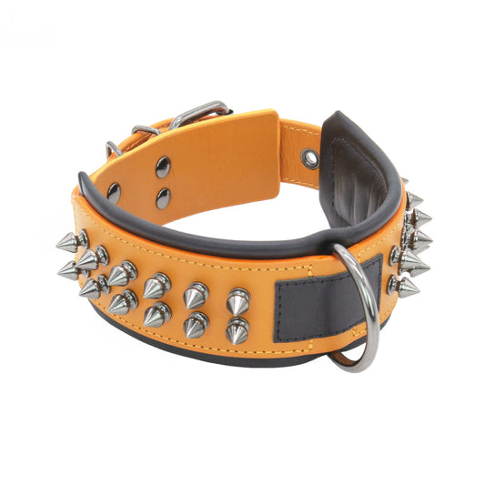 Spiked Leather Dog Collar – Rugged Style with Rivet Detail