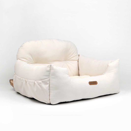 Elegant Milky Suede Car Seat Nest – Luxe Travel Comfort for Pets