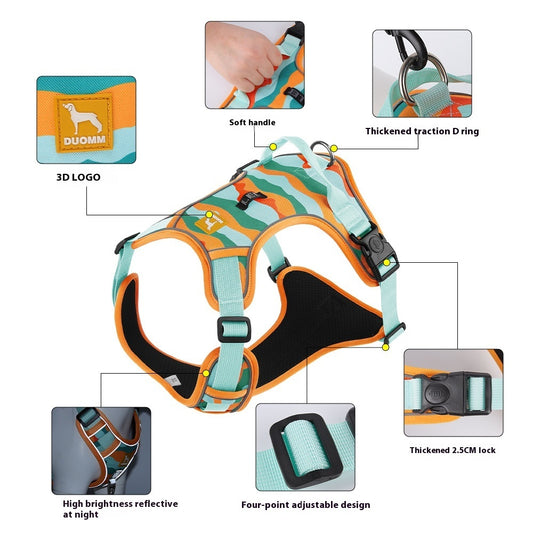 StrideSafe™ Reflective Dog Harness – Secure, Padded & Built-In Handle for Everyday Walks