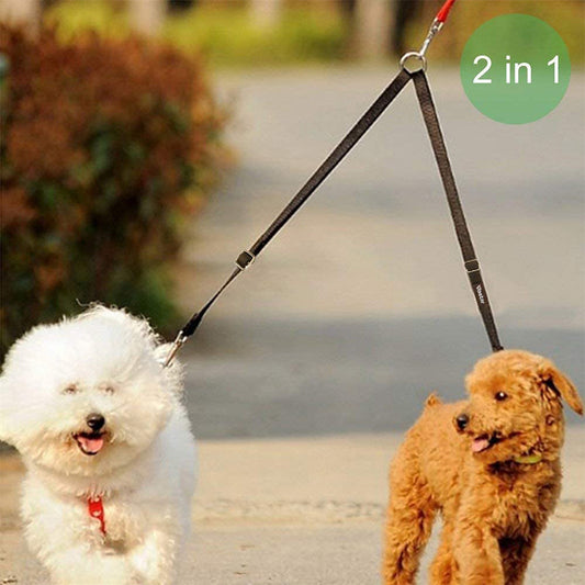 2-in-1 Dual Dog Leash – Tangle-Free Nylon Split Lead