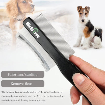 Double-Sided Stainless Steel Pet Comb – Deshedding & Flea Removal for Dogs & Cats