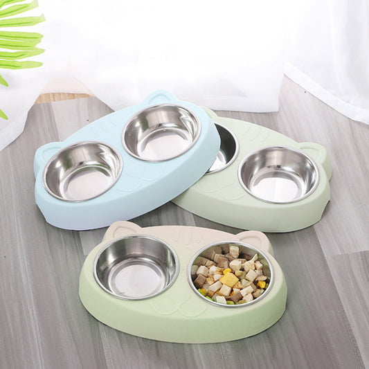 Double Elevated Pet Bowls – Non-Slip Stainless Steel Food & Water Set (Fast Shipping)