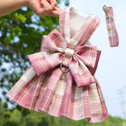 Tartan Bow Harness with Matching Leash – Chic Tails Edition