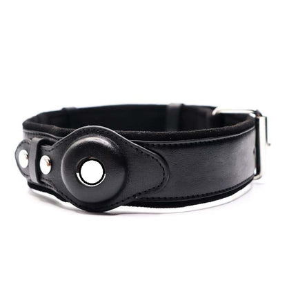 Smart Leather Dog Collar – GPS-Ready for Apple AirTag