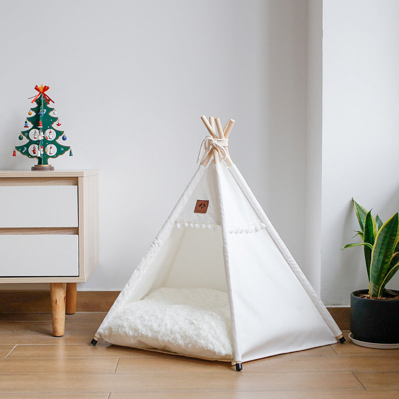 Upgraded BambuTent™ Pet Teepee – 4-Season Comfort with Luxurious Pillow