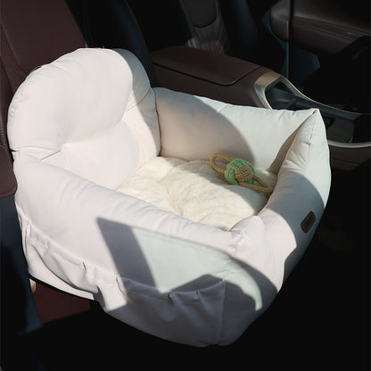 Elegant Milky Suede Car Seat Nest – Luxe Travel Comfort for Pets