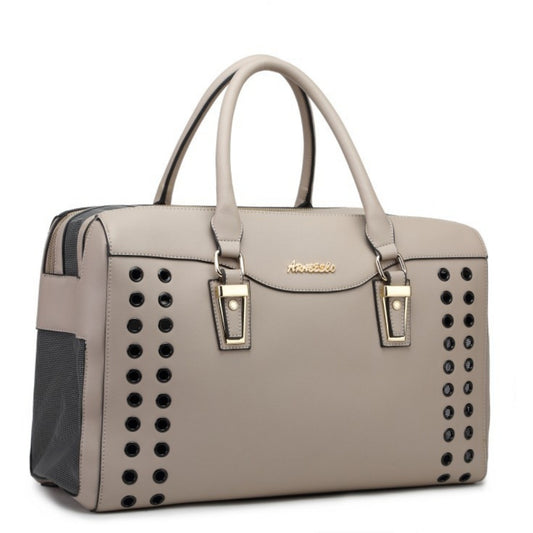 Studded Taupe Luxe Pet Carrier