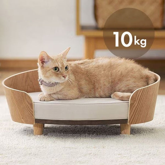 Sculpted Oak Pet Lounge – Handcrafted Designer Bed for Cats & Small Dogs