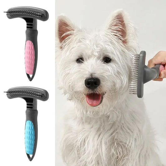 Ergonomic Two-Tone De-Shedding Pet Comb – Comfortable & Rust-Resistant
