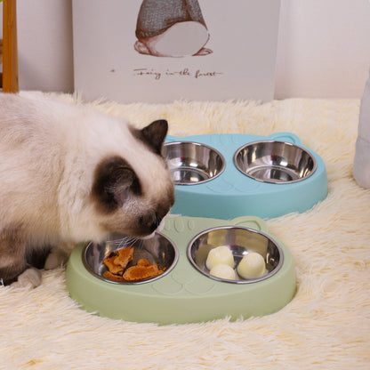 Double Elevated Pet Bowls – Non-Slip Stainless Steel Food & Water Set (Fast Shipping)